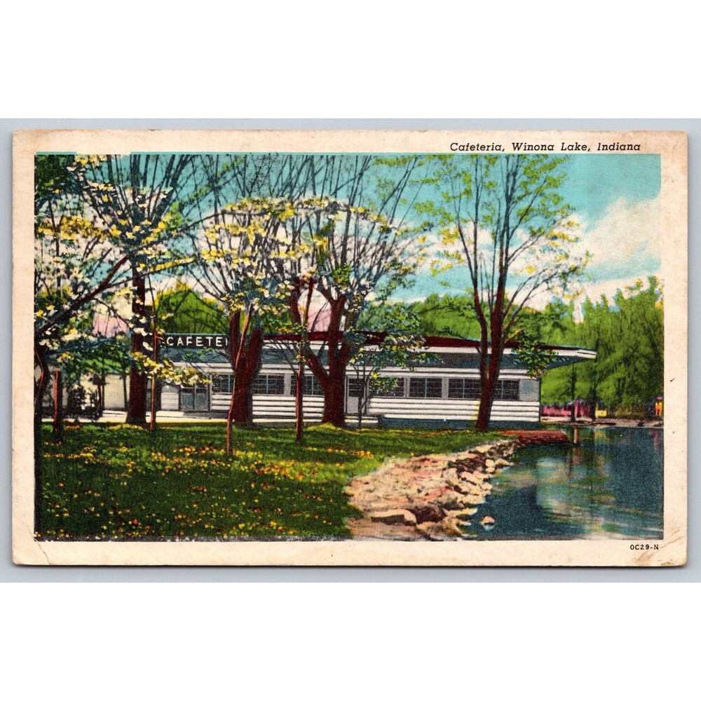 Vintage 1940s Winona Lake Indiana Christian Assembly Cafeteria Postcard Chicago